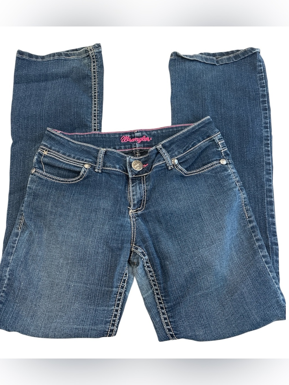 Wrangler Women’s Blue Denim Jeans - Classic Mid-Rise Fit 5/6 x 34
